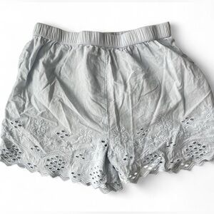 Women’s shabby chic baby blue lace trim sleep shorts size XS-  NWOT